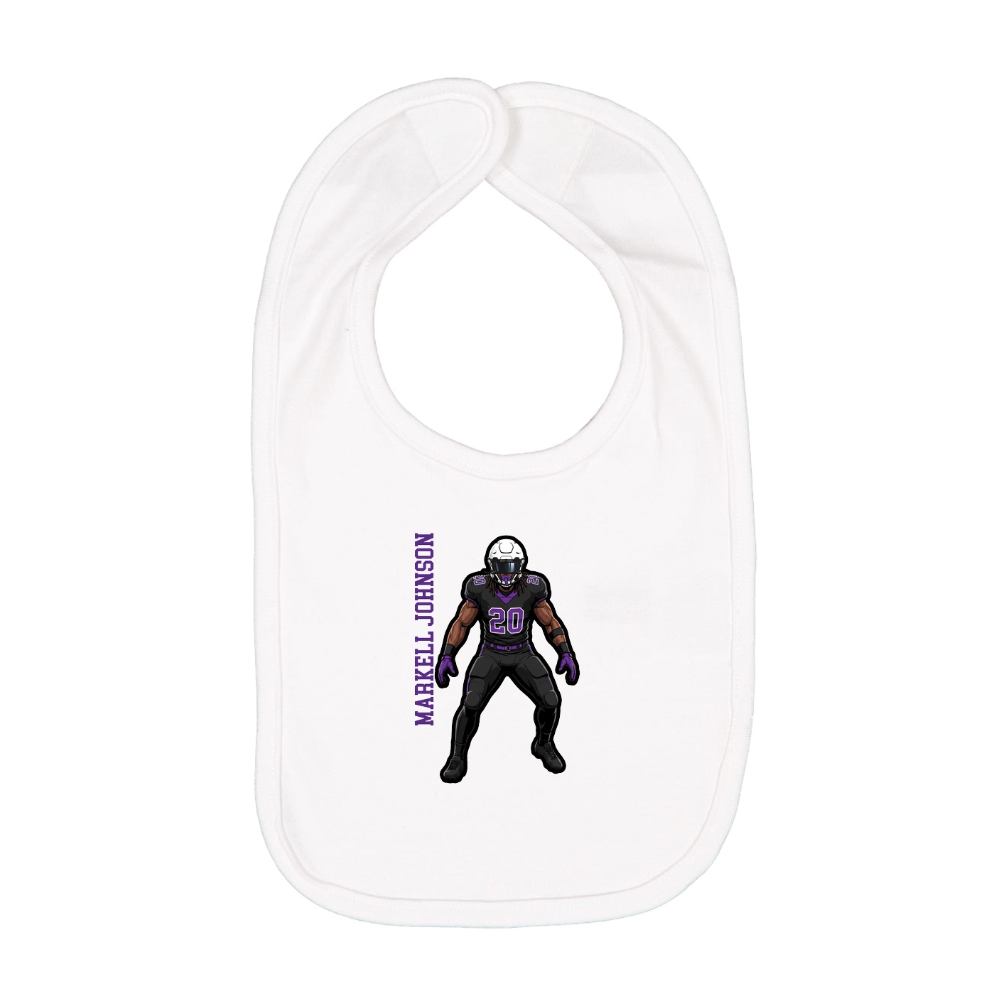 Infant Bib — Name Vertical in White