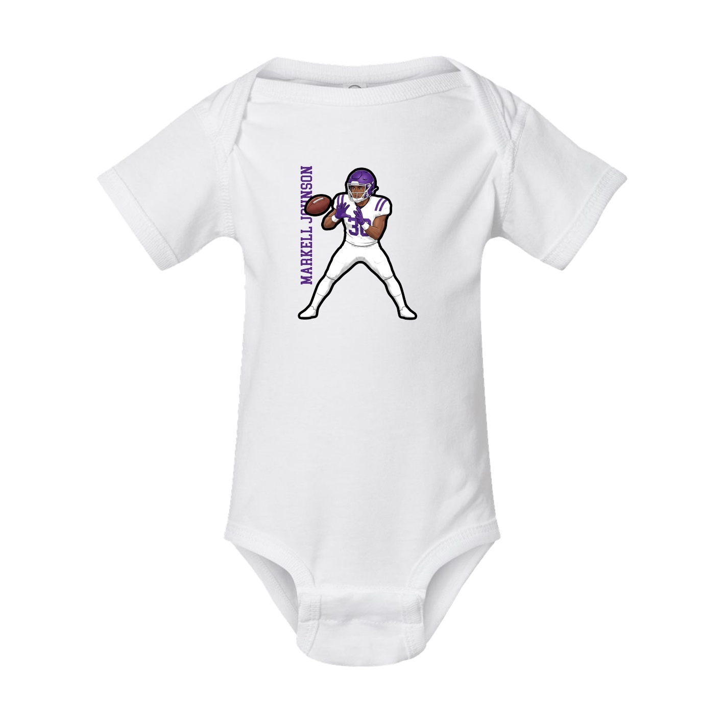 Baby Onesie — Name Vertical in White