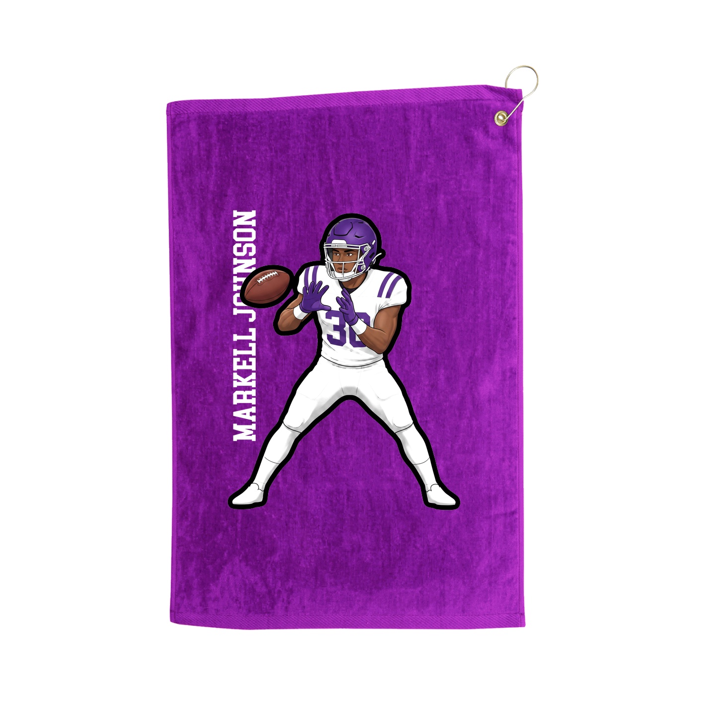 Golf Towel — Name Vertical in Purple