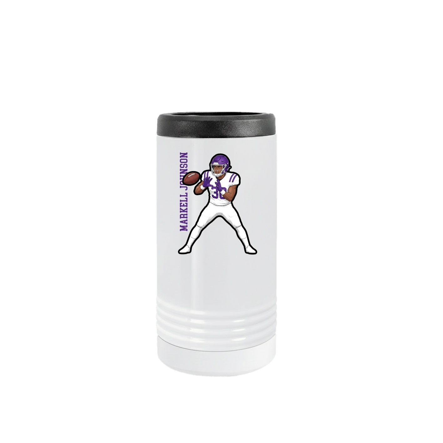 Slim Beverage Holder — Name Vertical in White
