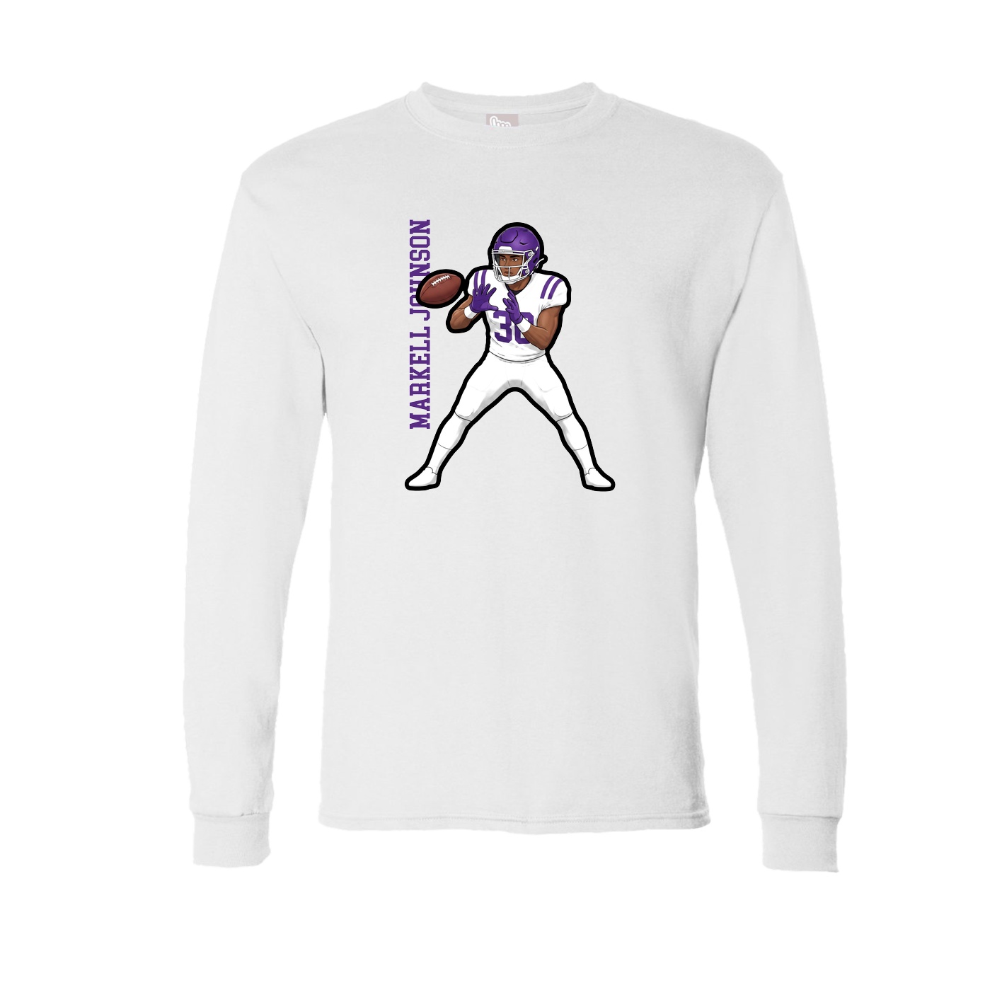 Long Sleeve Tee — Name Vertical in White