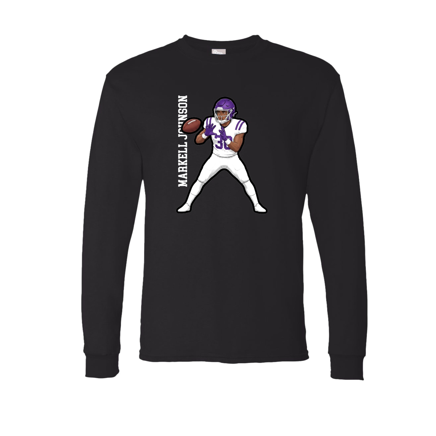 Long Sleeve Tee — Name Vertical in Black