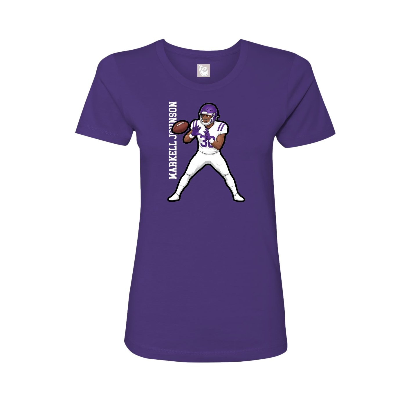 Fitted Women's Tee — Name Vertical in Purple