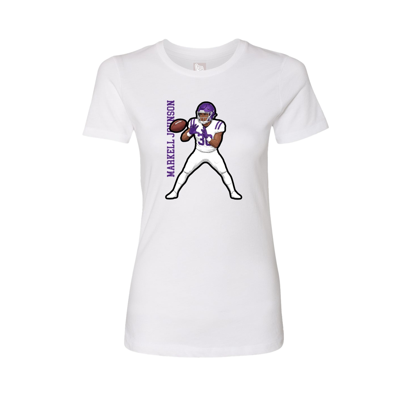 Womens Tee — Name Vertical in White
