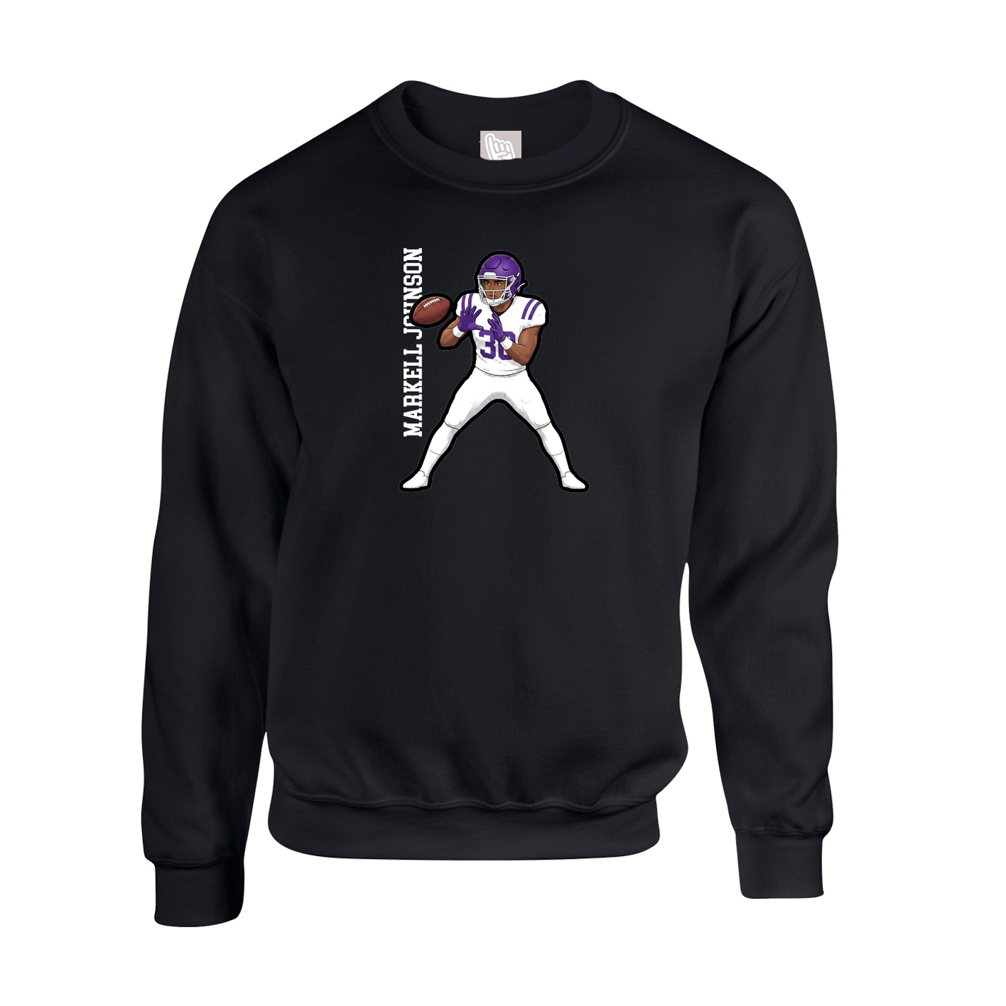 Fleece Crew — Name Vertical in Black