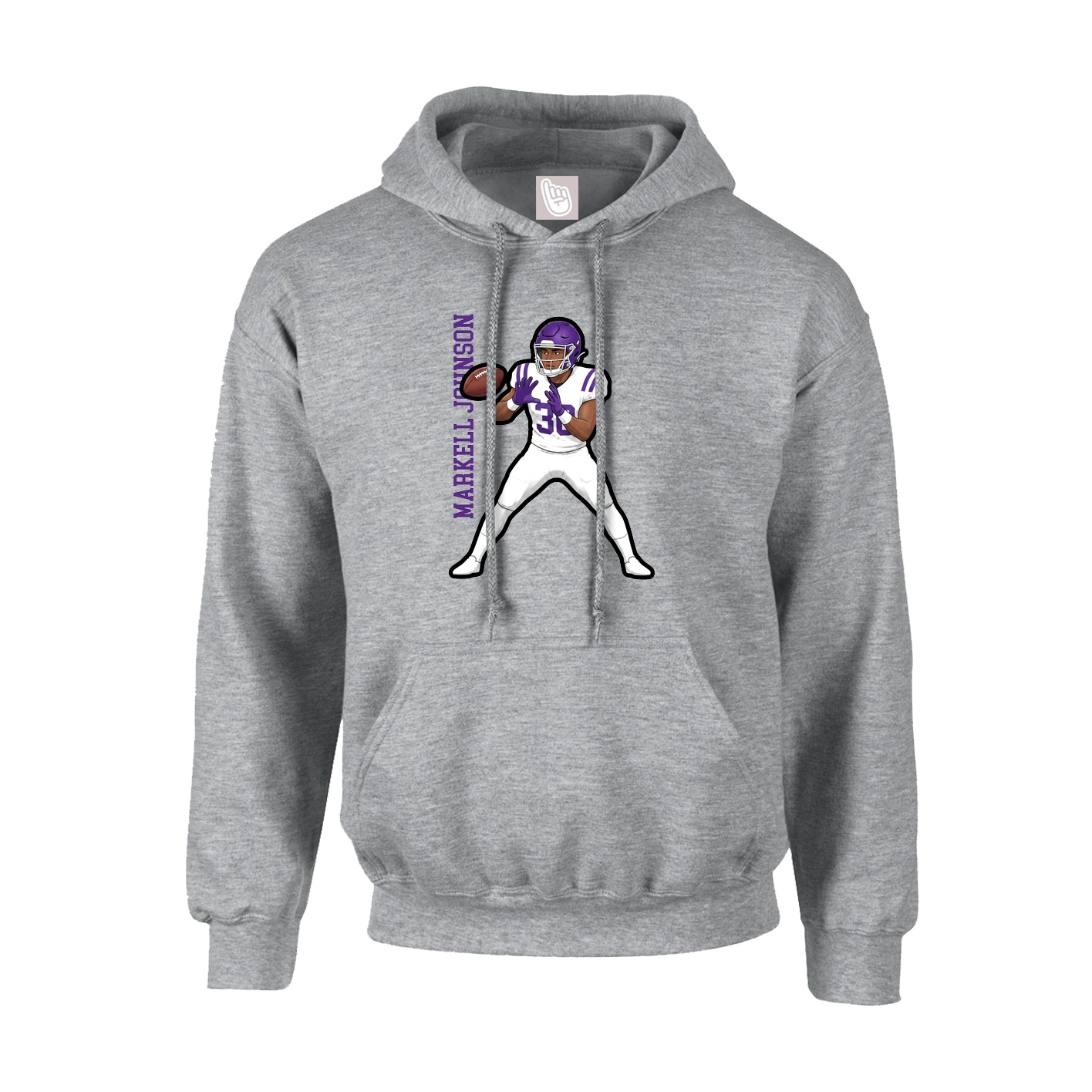 Youth Hoodie — Name Vertical in Grey