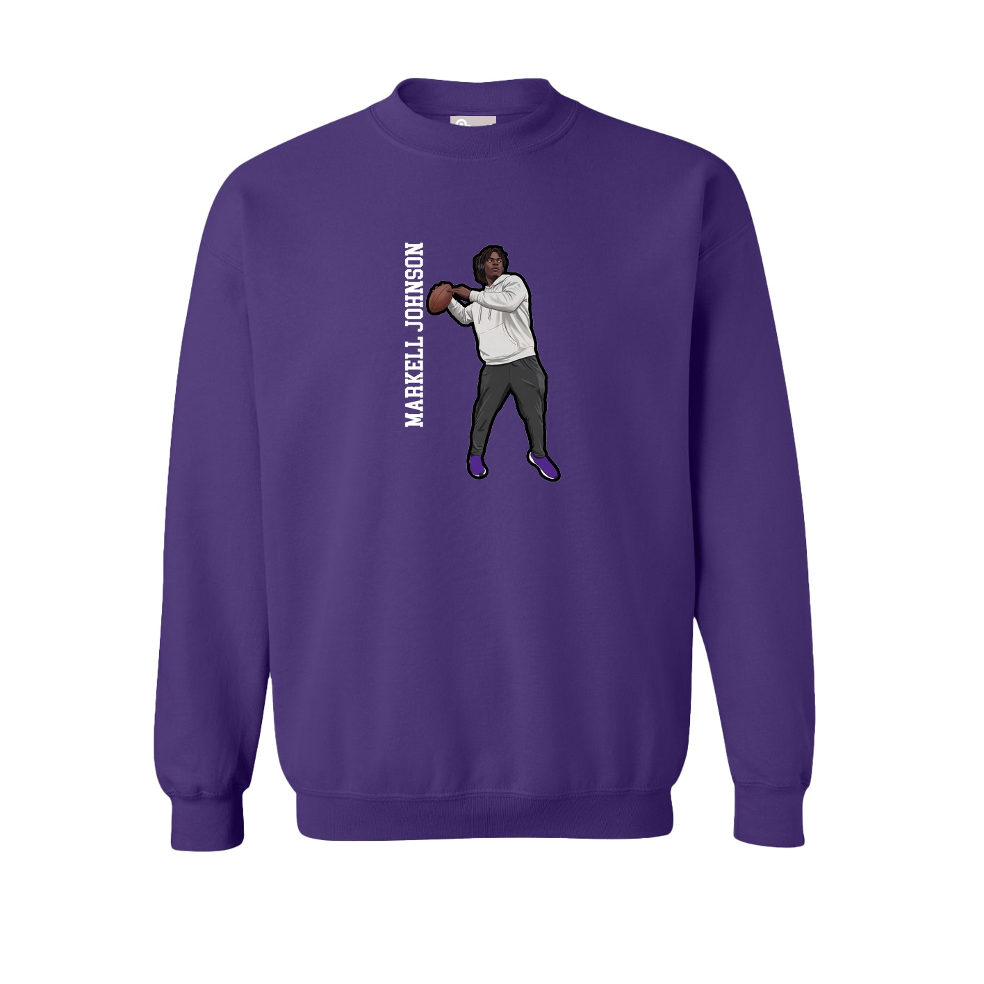 Fleece Crew — Name Vertical in Purple