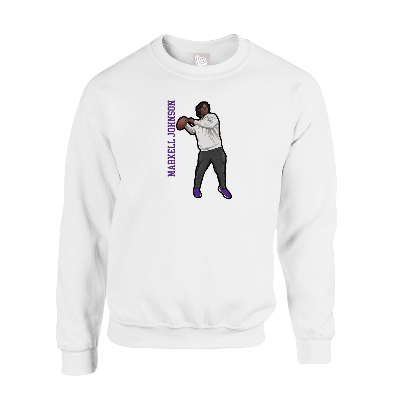 Fleece Crew — Name Vertical in White