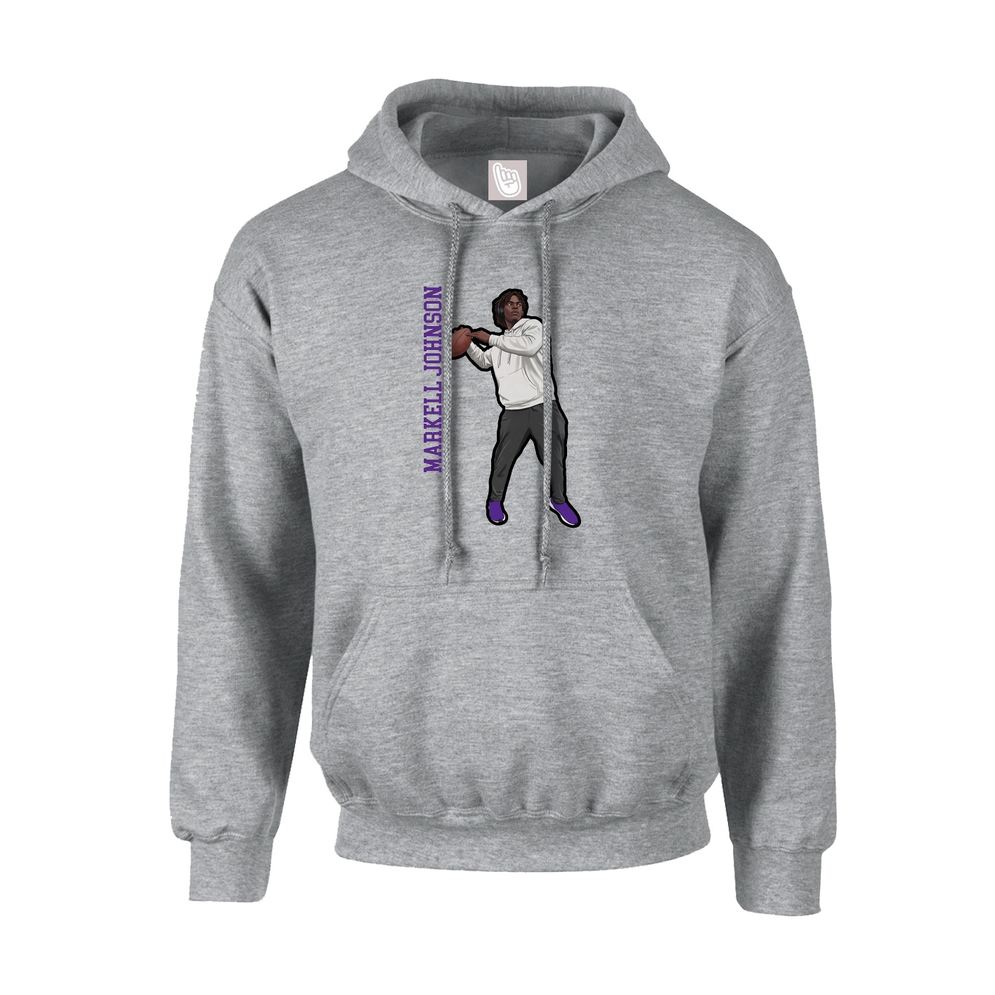 Youth Hoodie — Name Vertical in Grey
