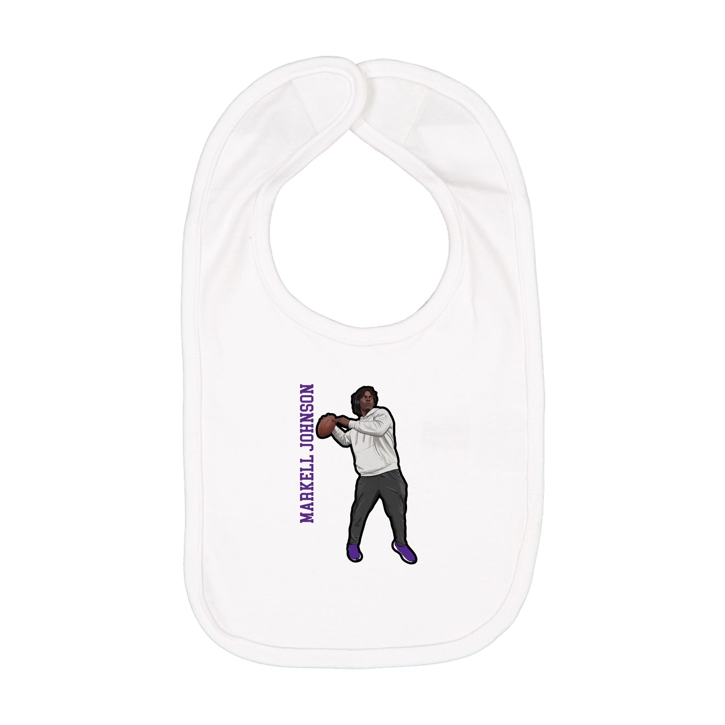 Infant Bib — Name Vertical in White