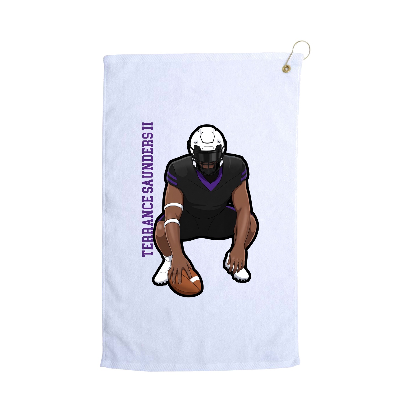 Golf Towel — Name Vertical in White