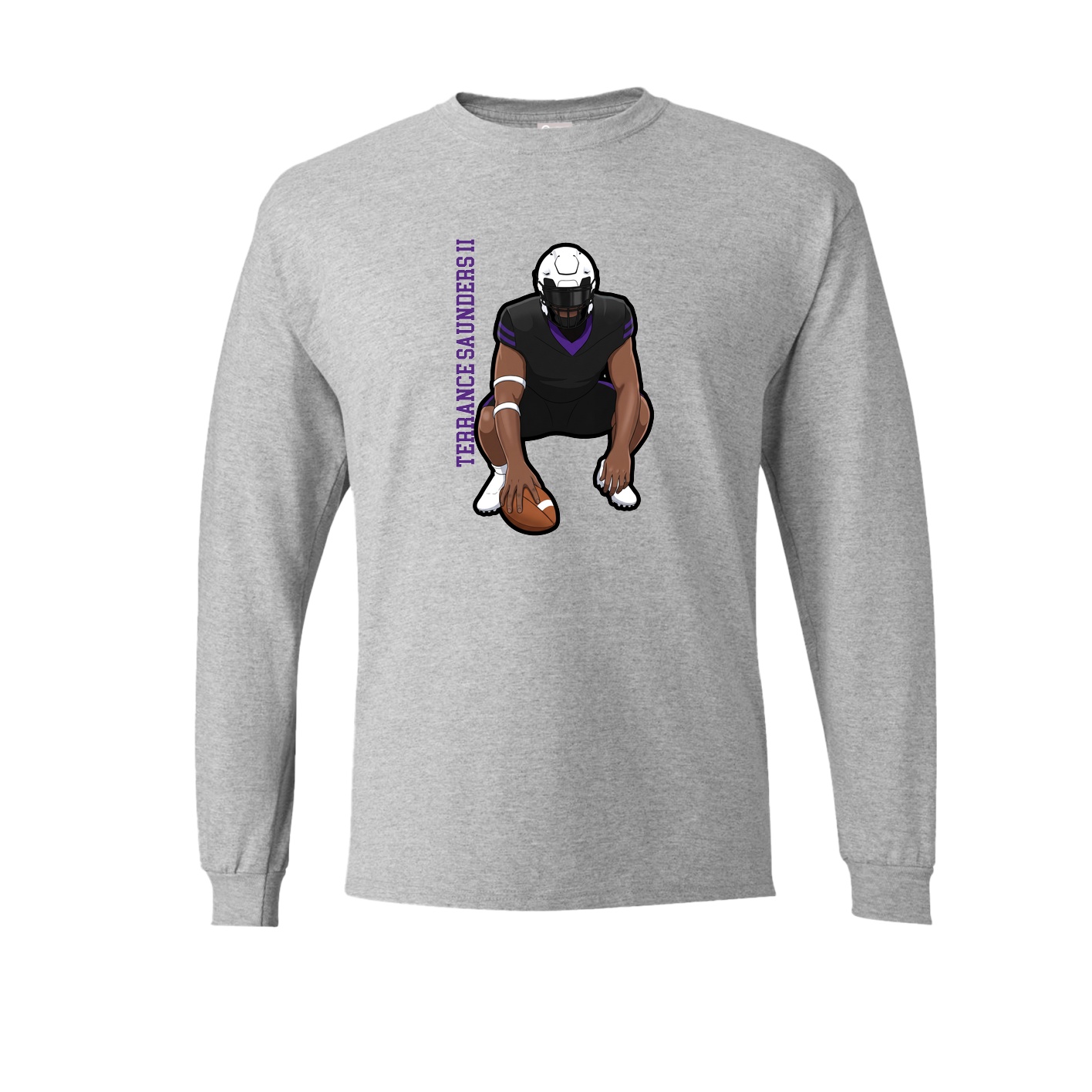 Long Sleeve Tee — Name Vertical in Grey