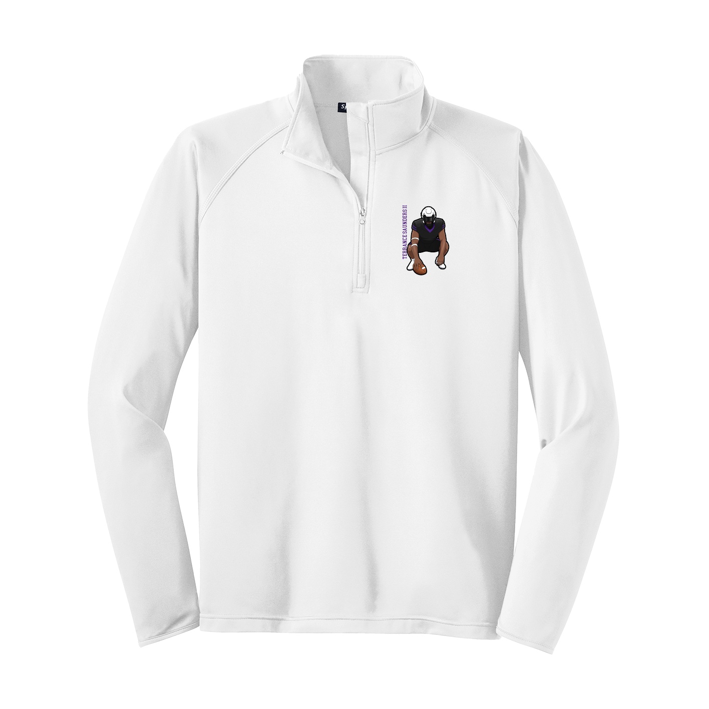 Q-Zip Pullover — Name Vertical in White