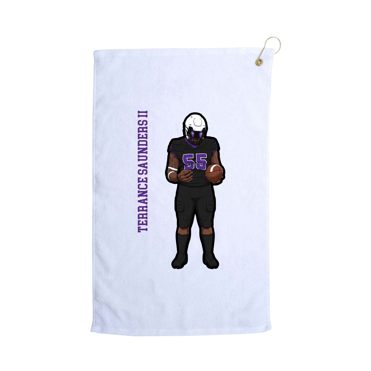 Golf Towel — Name Vertical in White