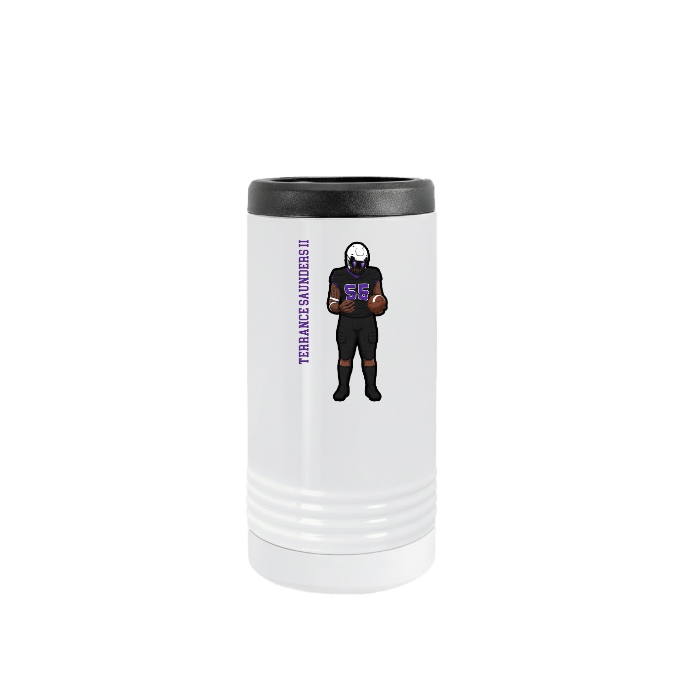 Slim Beverage Holder — Name Vertical in White
