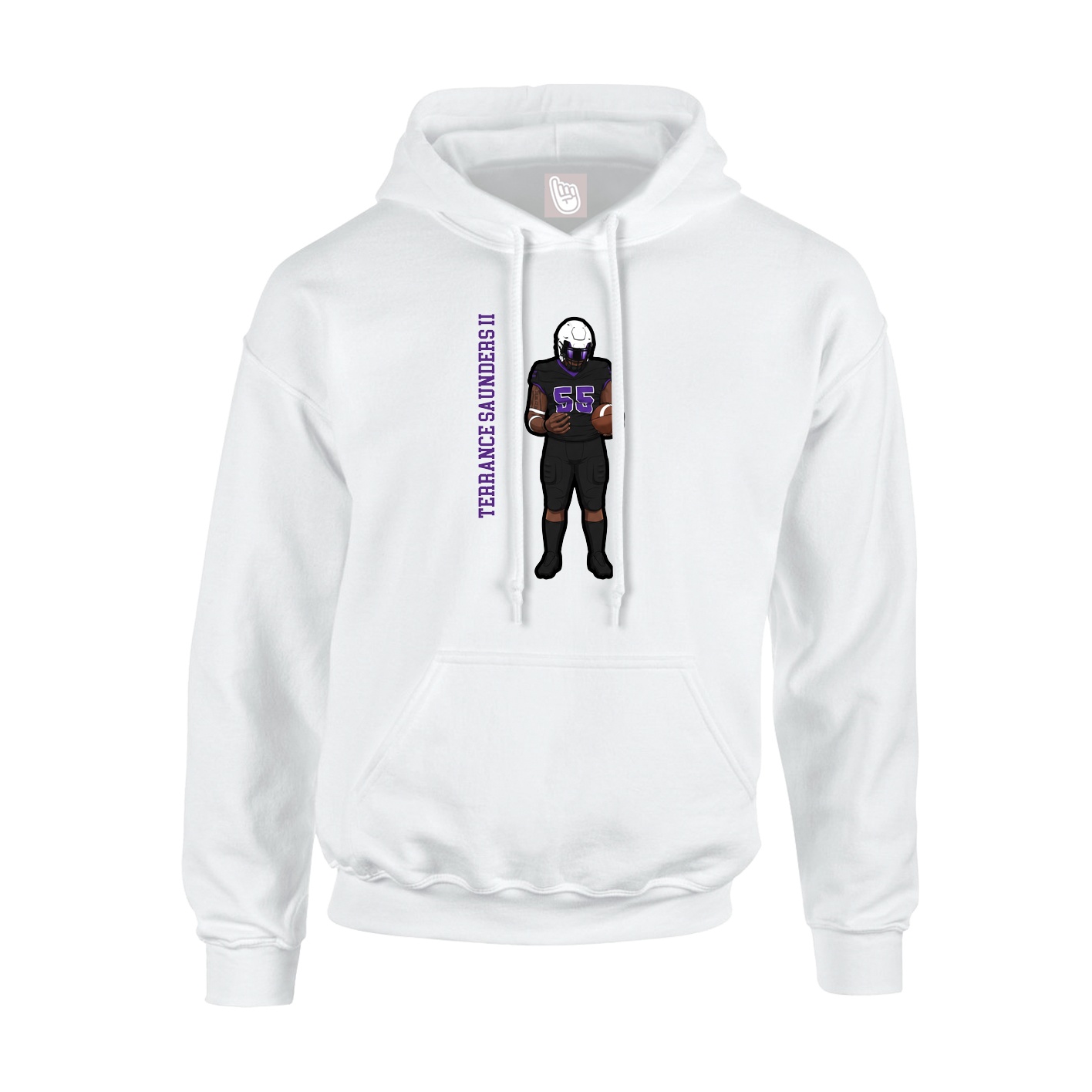 Youth Hoodie — Name Vertical in White
