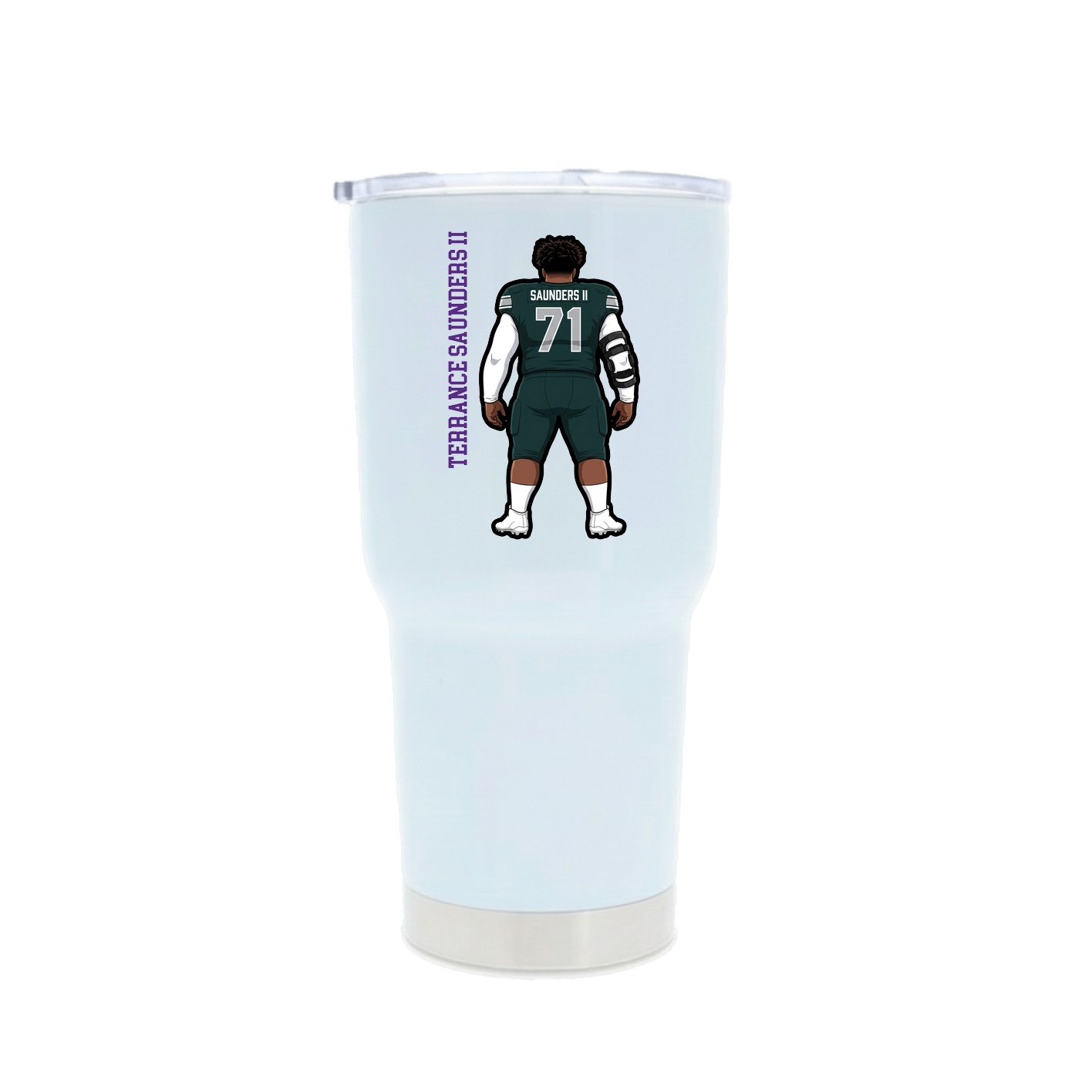 30oz Stainless Steel Tumbler — Name Vertical in White