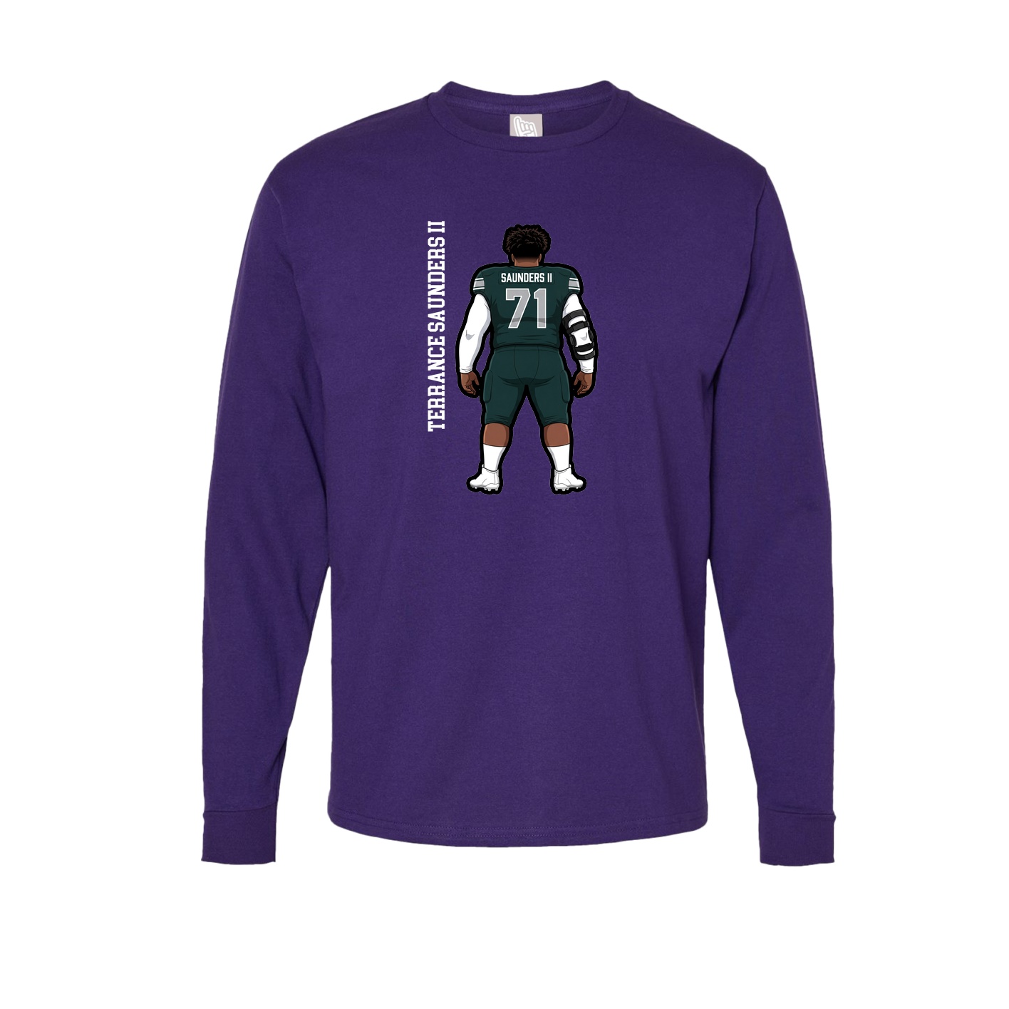 Long Sleeve Tee — Name Vertical in Purple