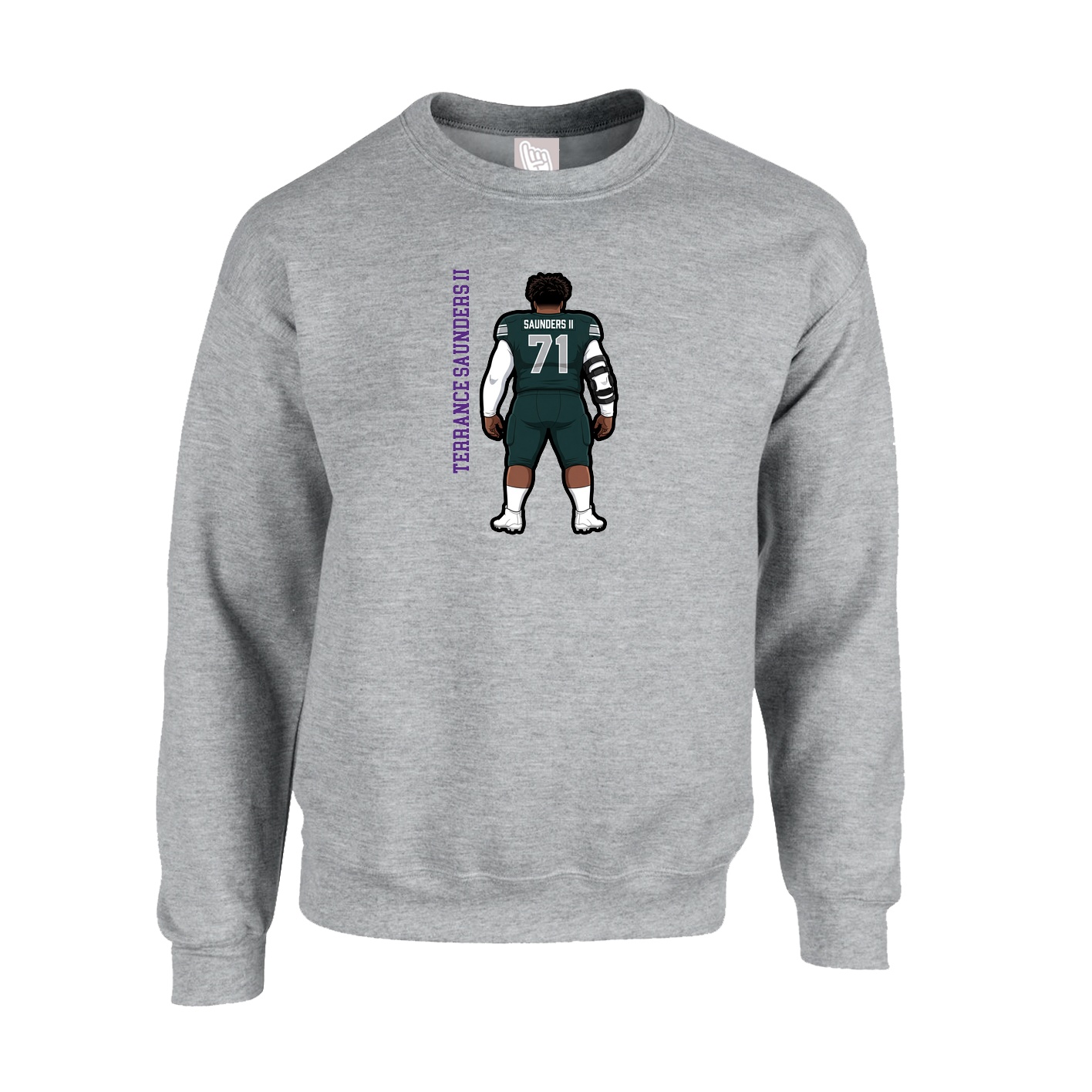Fleece Crew — Name Vertical in Grey