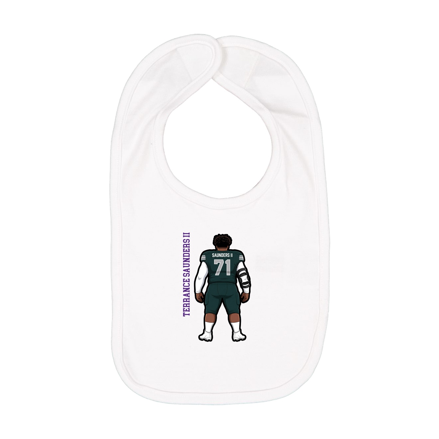 Infant Bib — Name Vertical in White