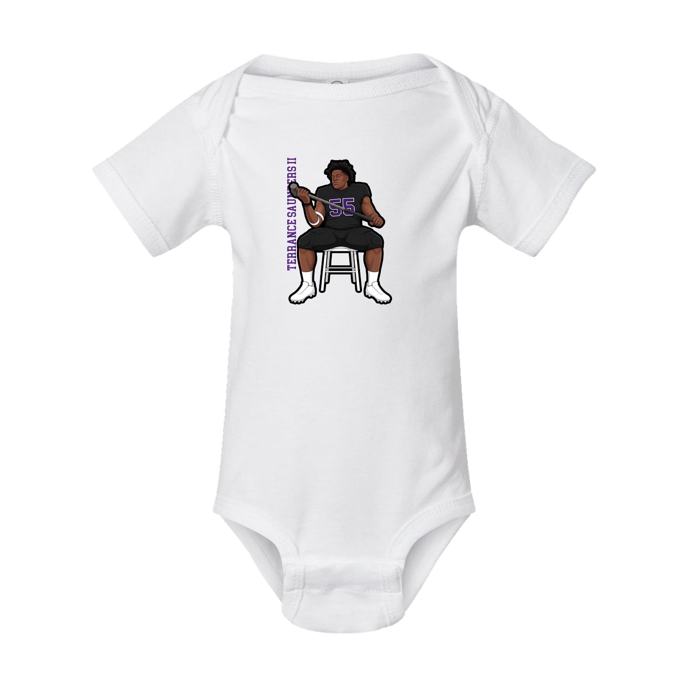 Baby Onesie — Name Vertical in White