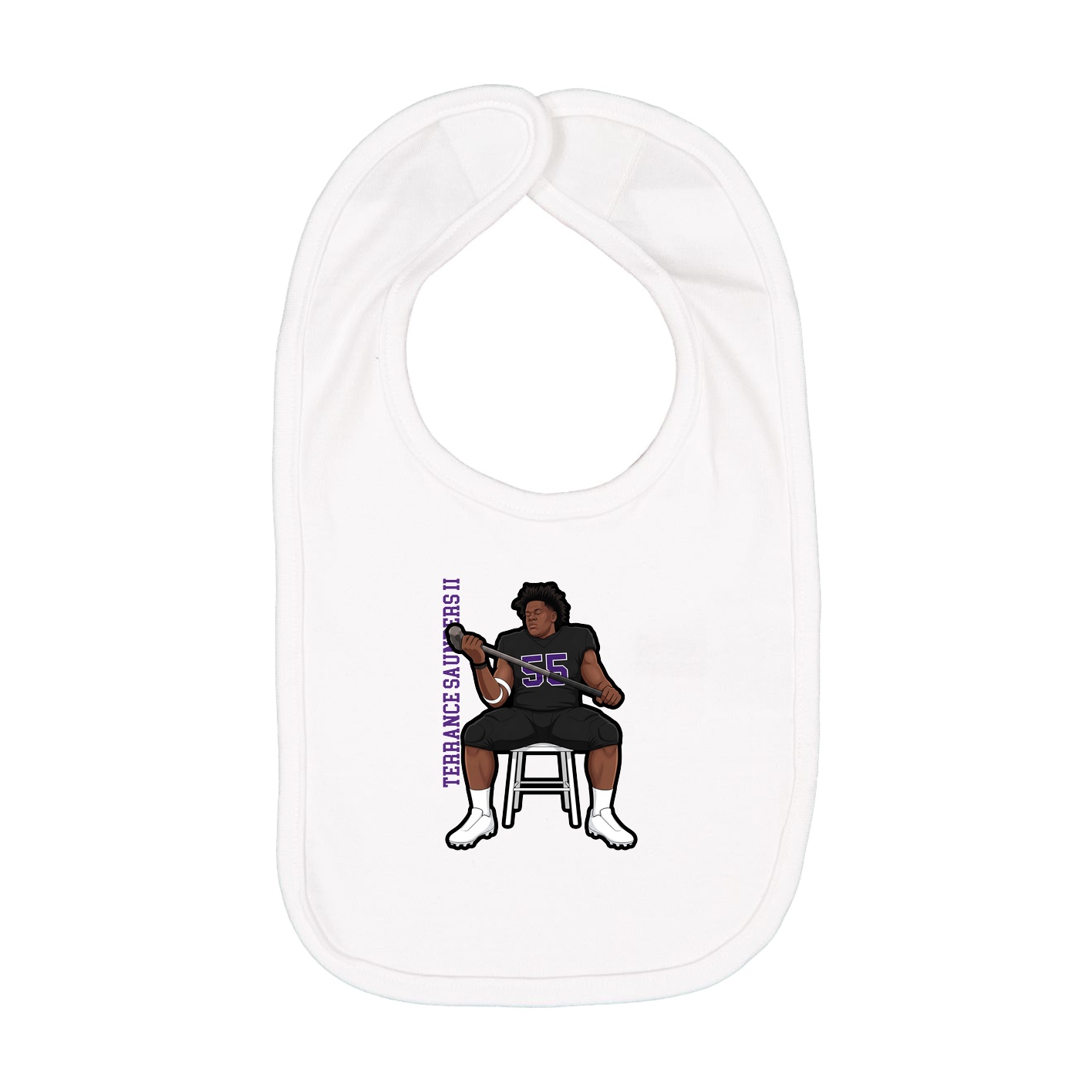 Infant Bib — Name Vertical in White