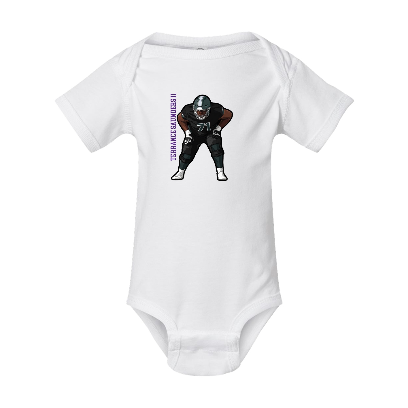 Baby Onesie — Name Vertical in White