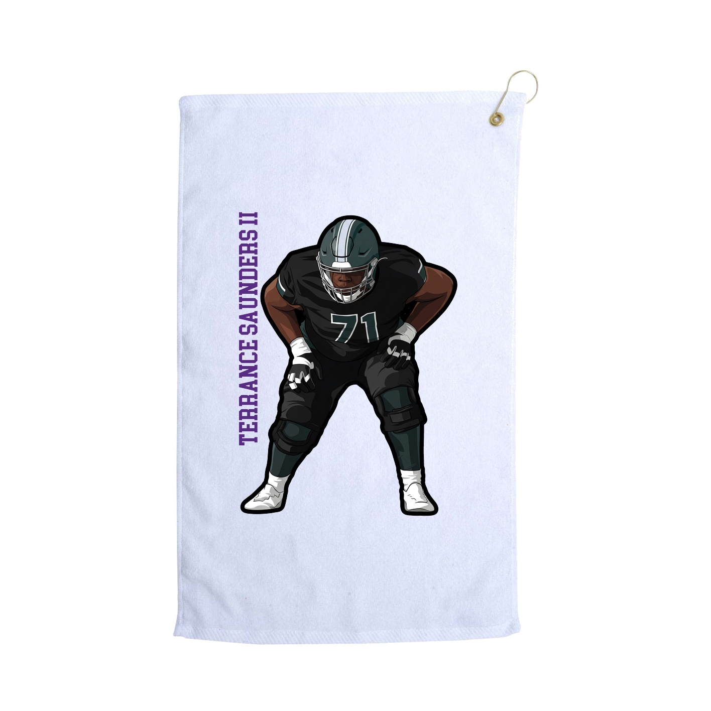 Golf Towel — Name Vertical in White