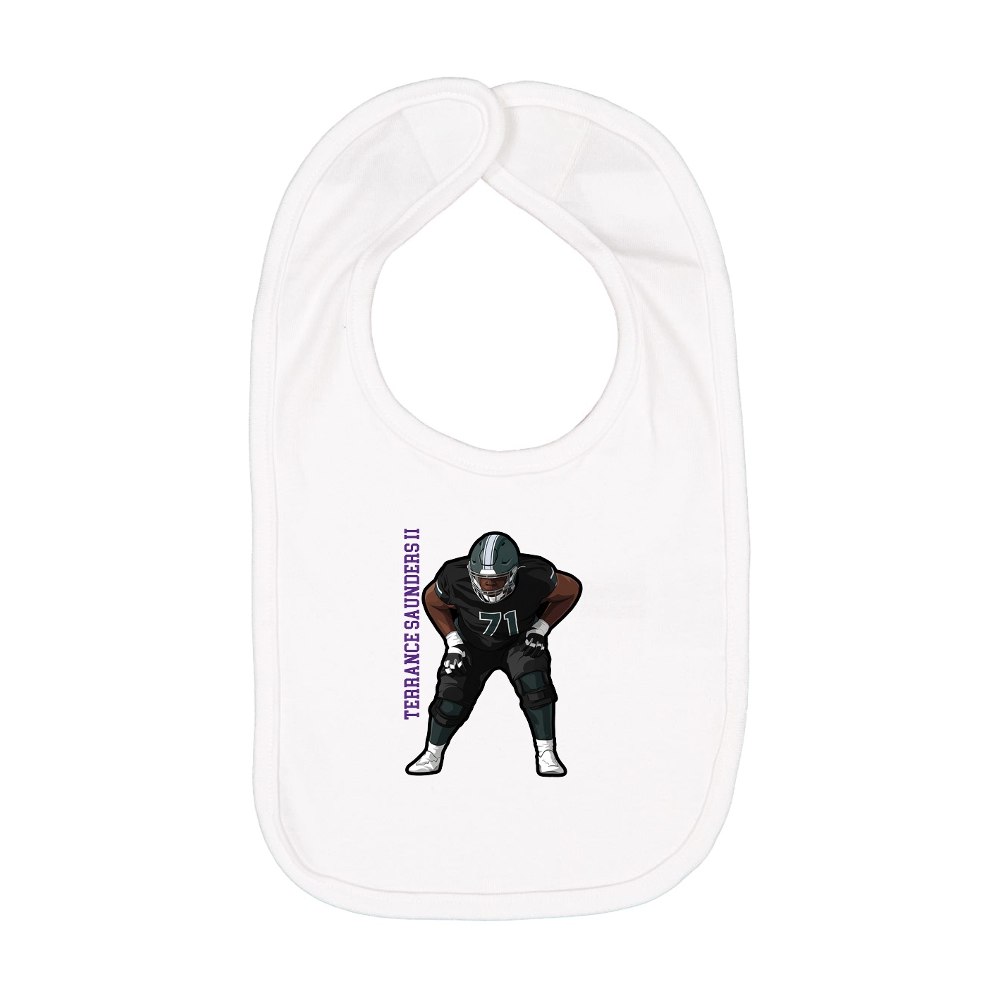 Infant Bib — Name Vertical in White