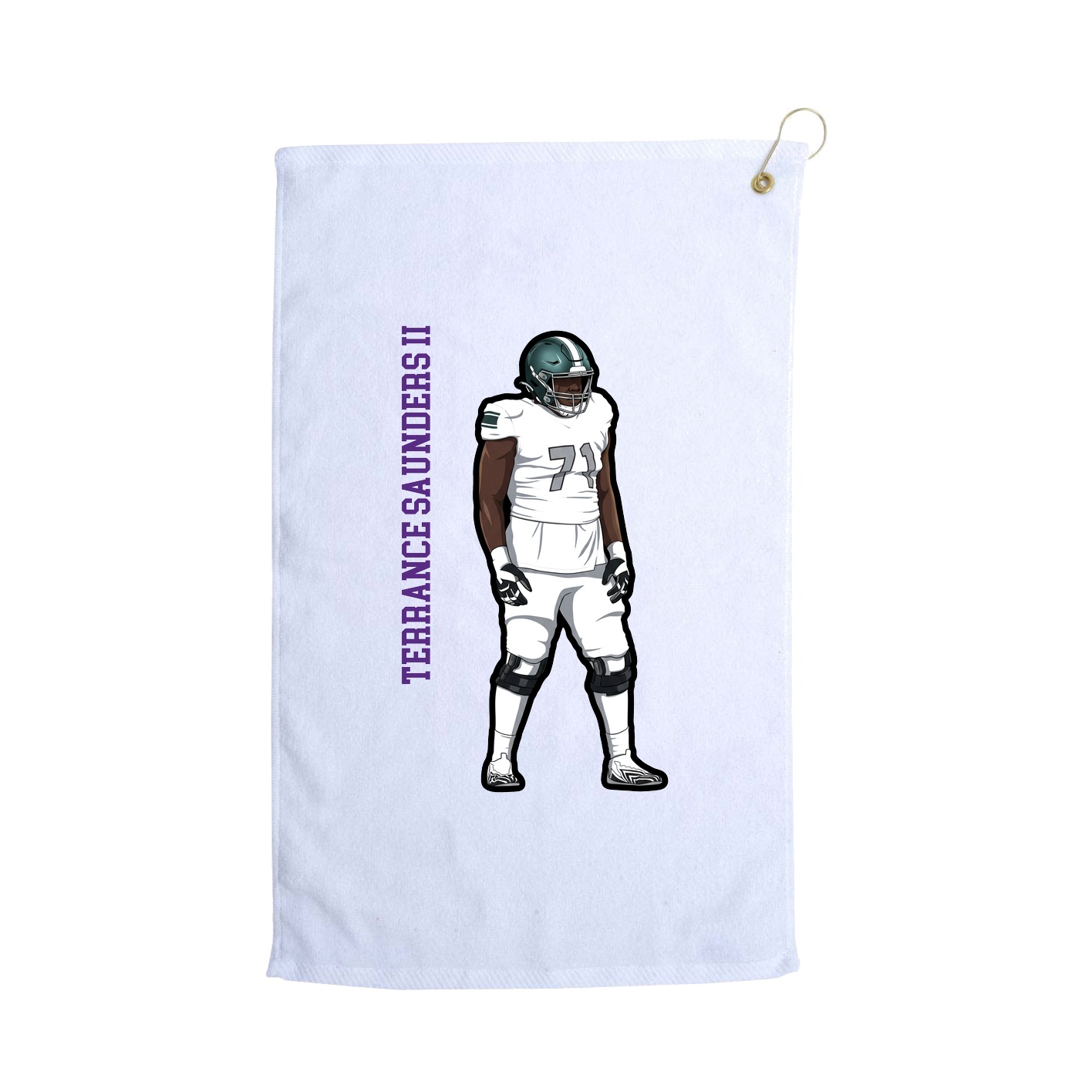 Golf Towel — Name Vertical in White