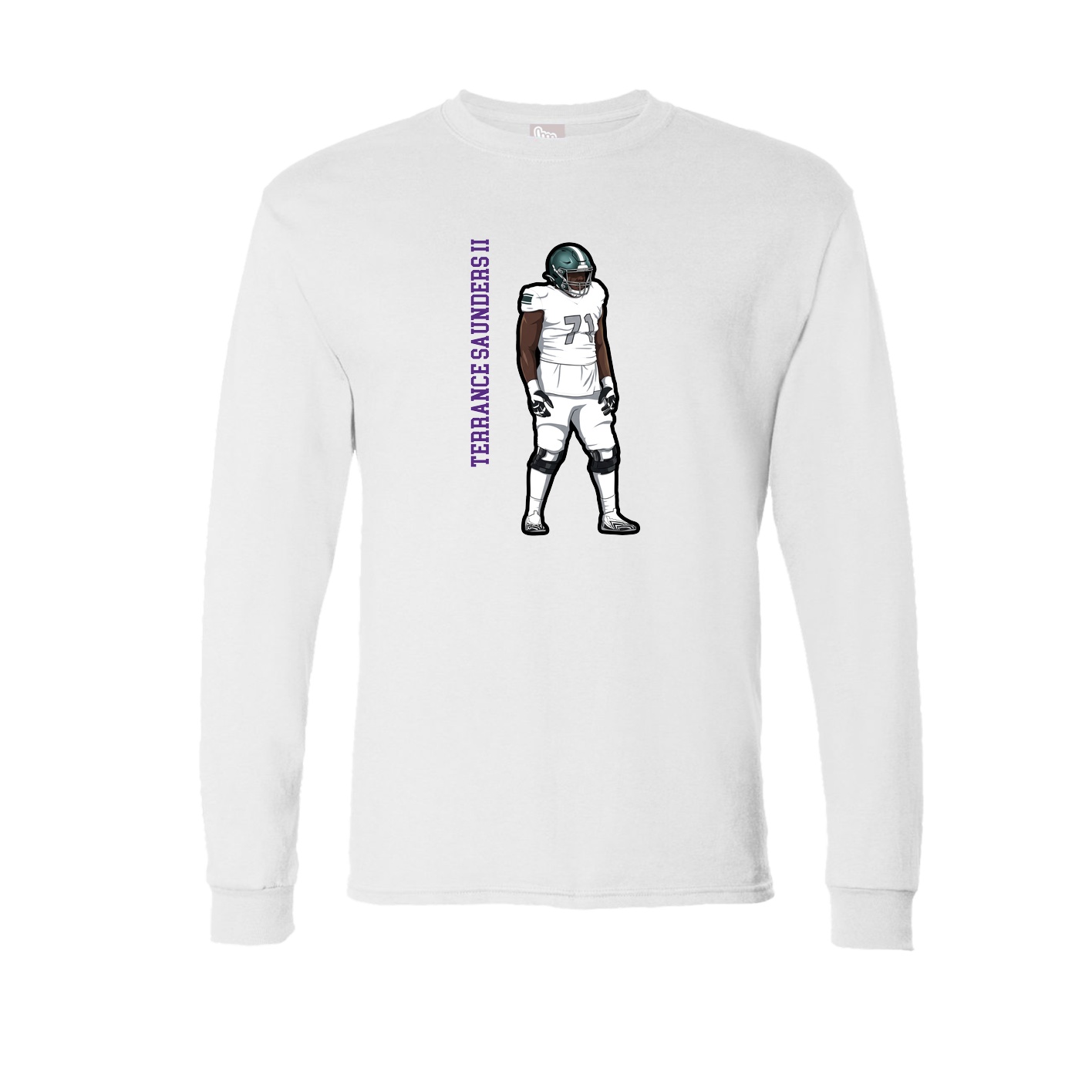 Long Sleeve Tee — Name Vertical in White