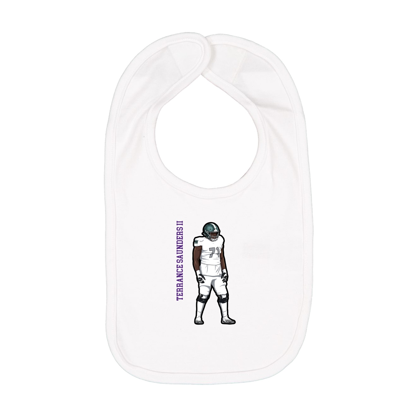 Infant Bib — Name Vertical in White