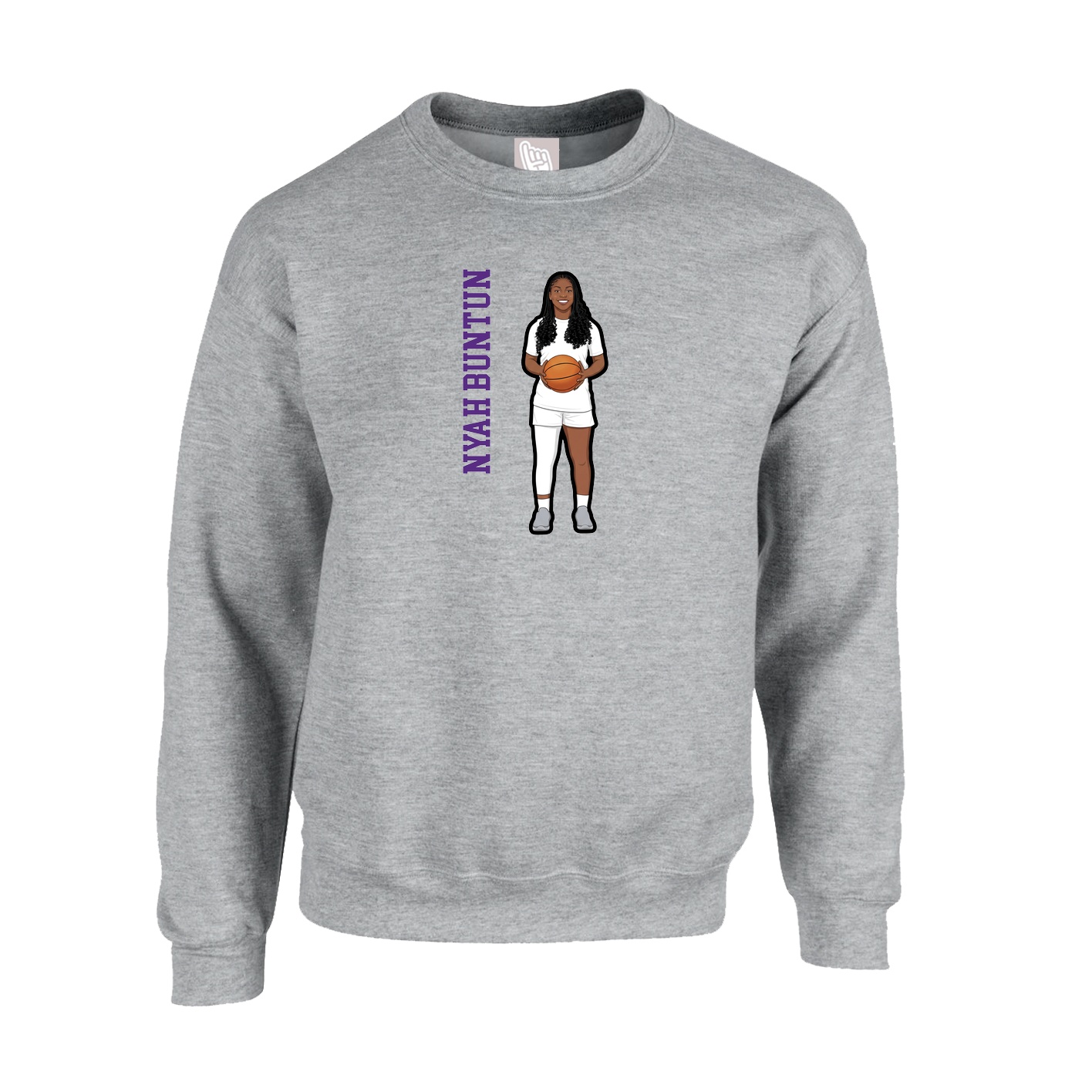 Fleece Crew — Name Vertical in Grey