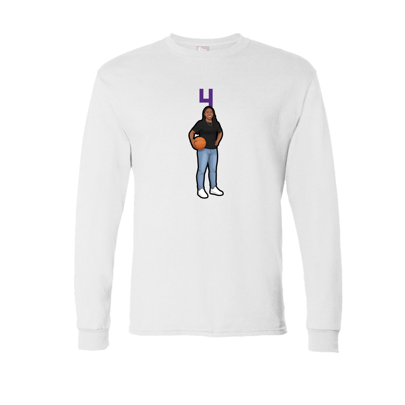 Long Sleeve Tee — Number Top in White