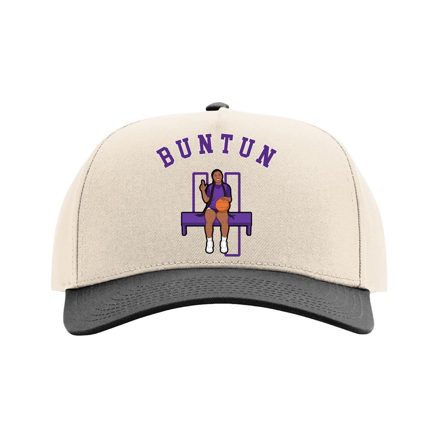 Full Fabric Five-Panel Champ Cap — Shirsey Arch in Cream/Black