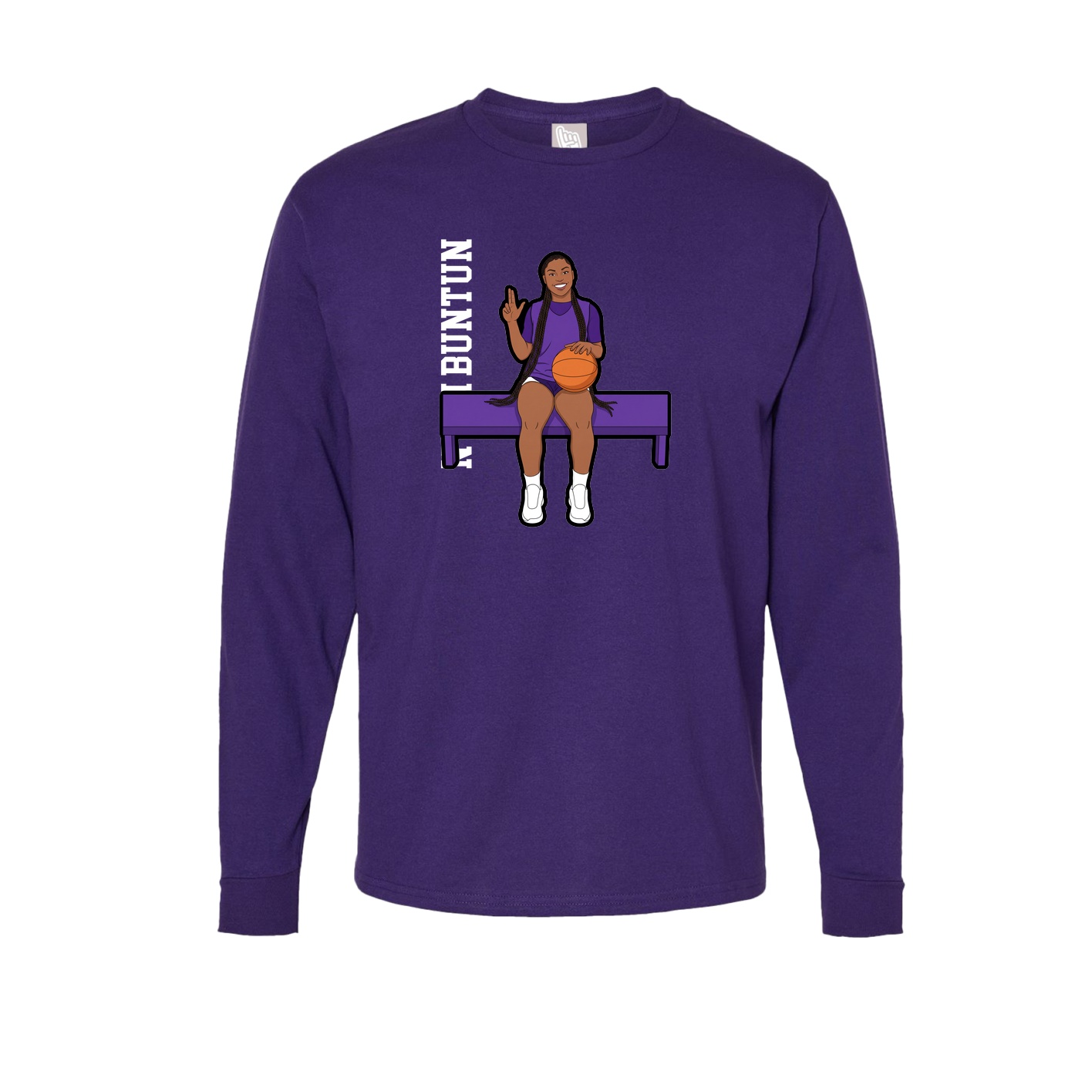 Long Sleeve Tee — Name Vertical in Purple