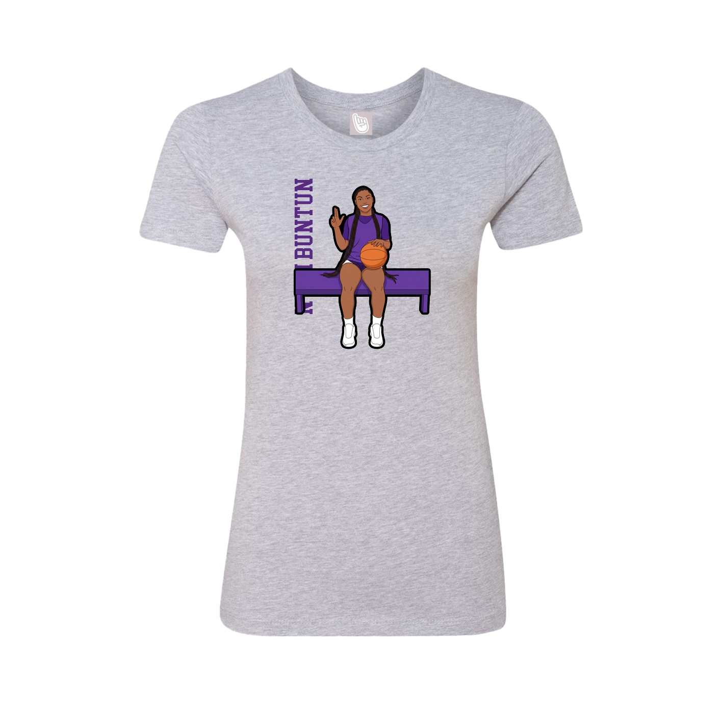 Fitted Women's Tee — Name Vertical in Grey