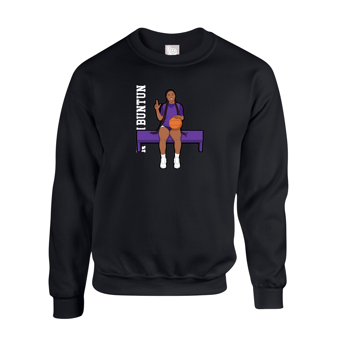 Fleece Crew — Name Vertical in Black