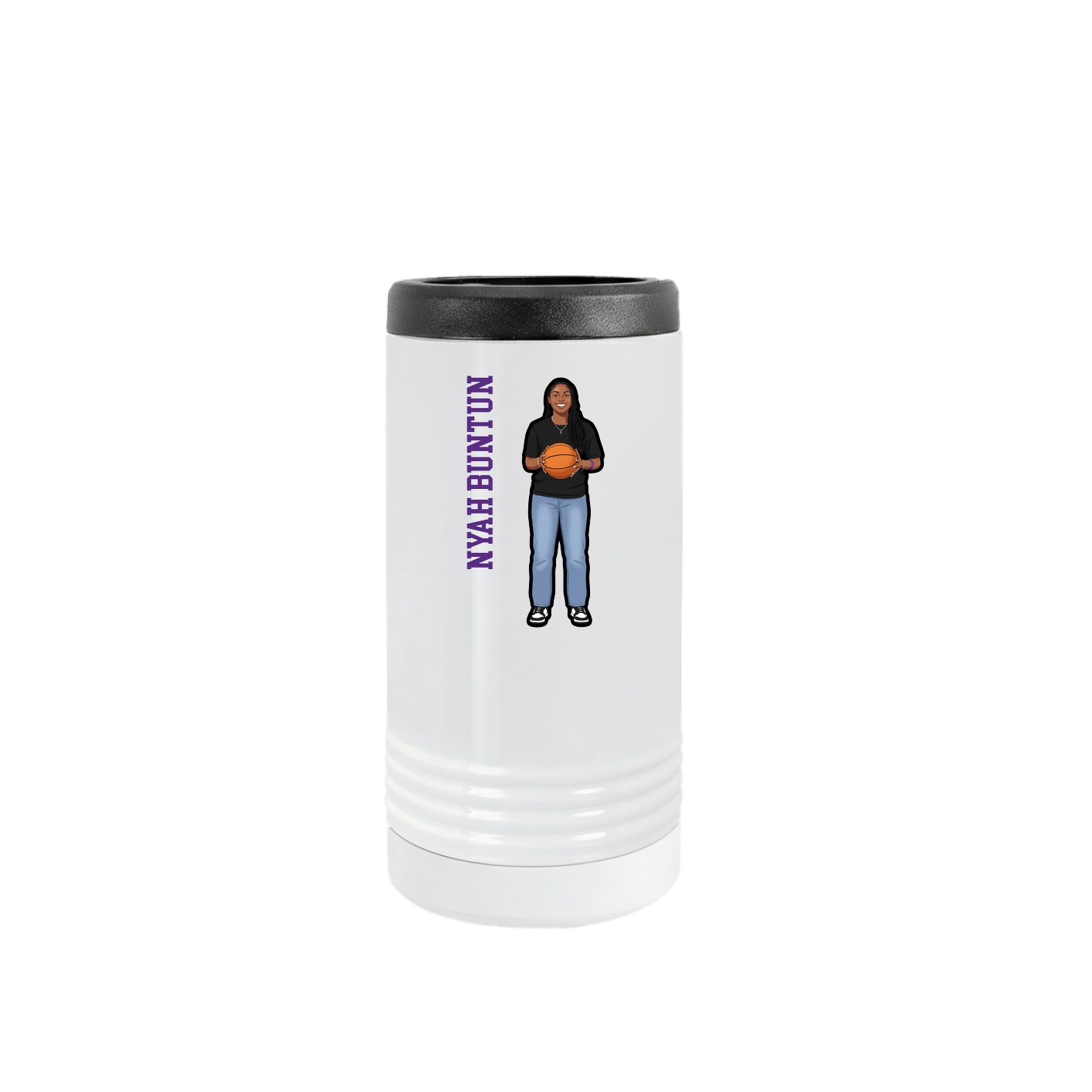 Slim Beverage Holder — Name Vertical in White