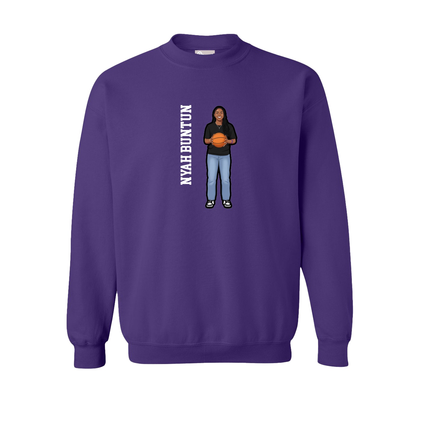 Fleece Crew — Name Vertical in Purple