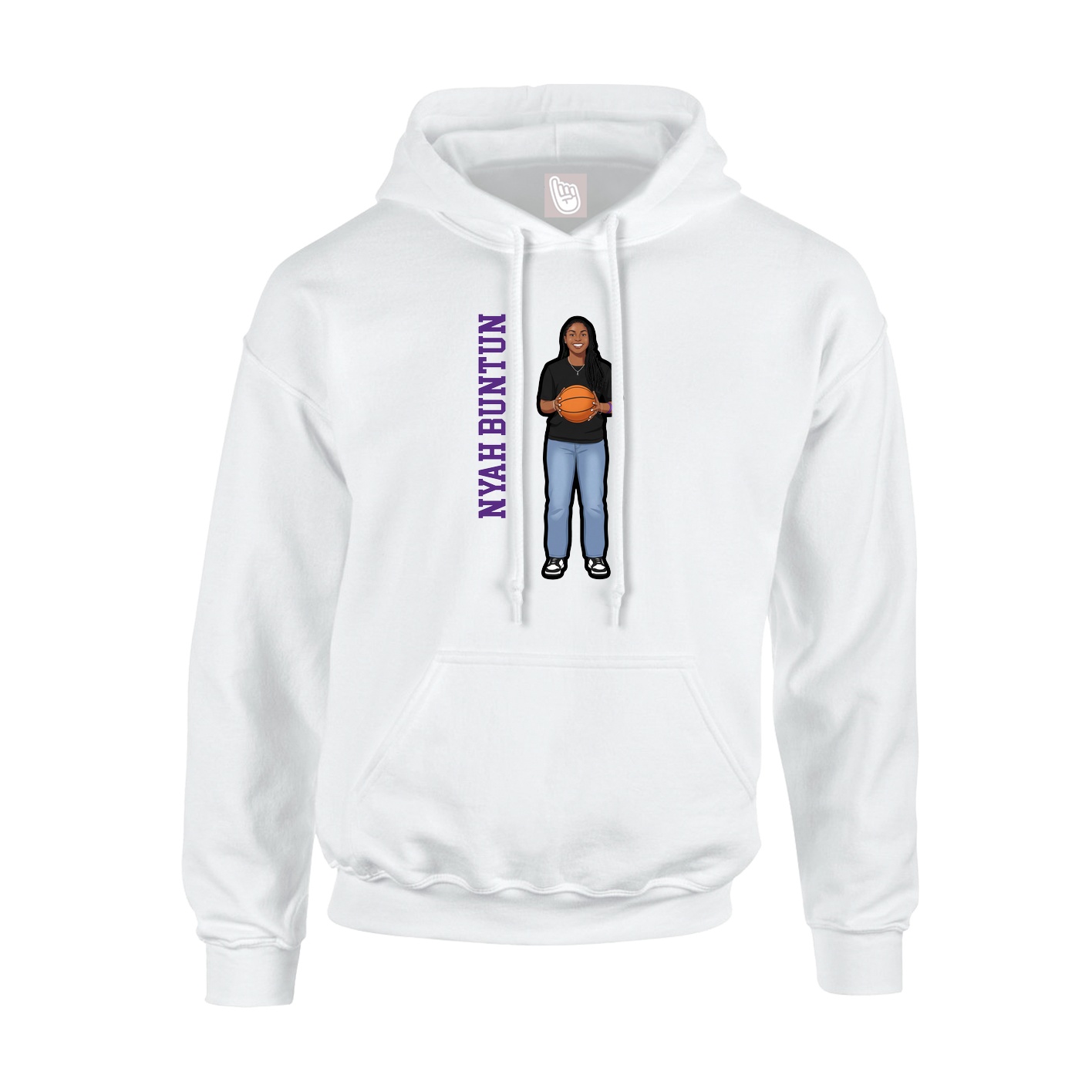 Youth Hoodie — Name Vertical in White