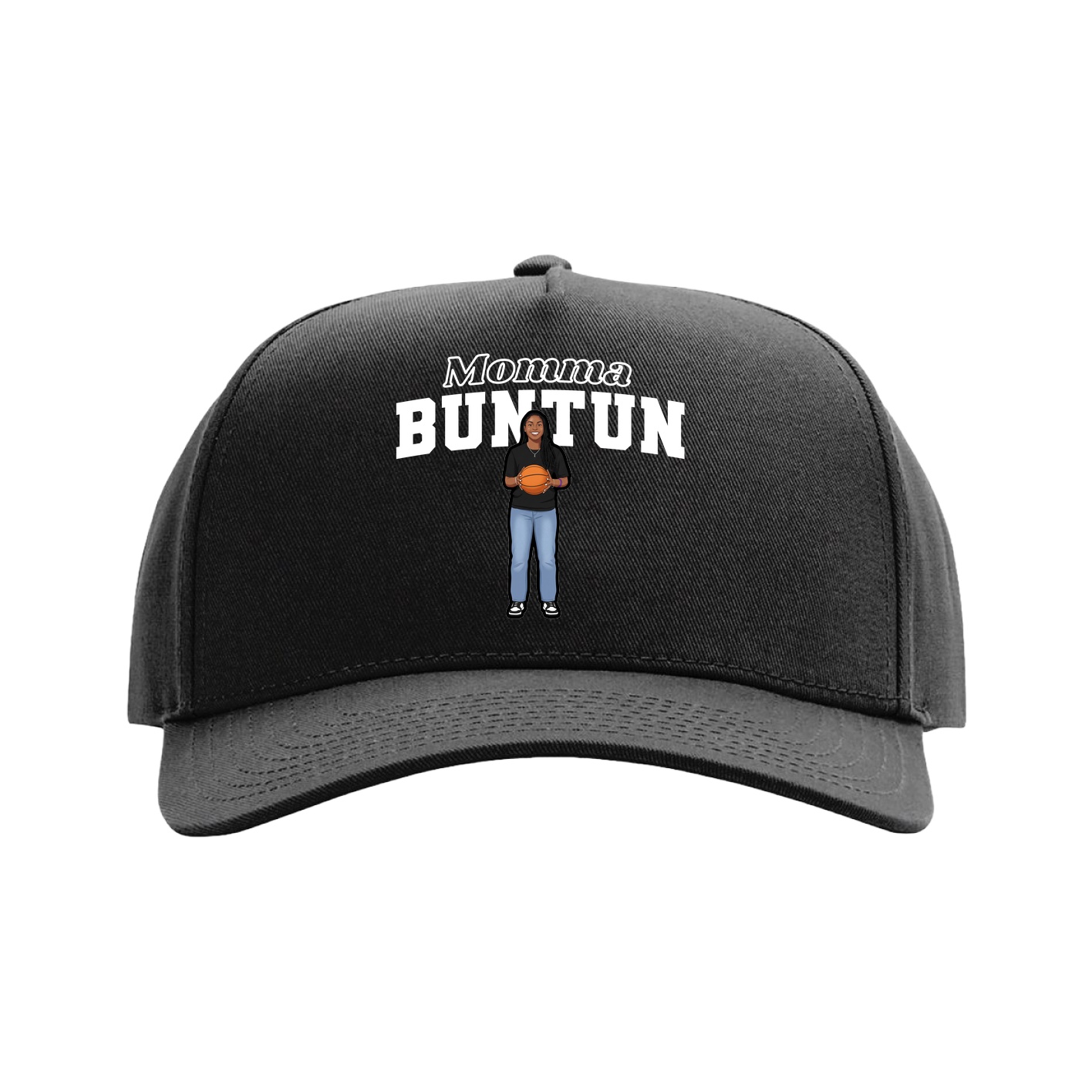 Full Fabric Five-Panel Champ Cap — Mothers Day Block in Black