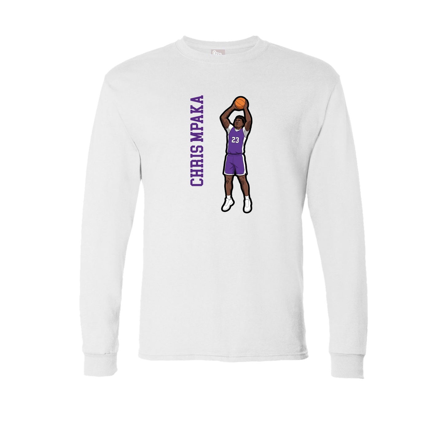 Long Sleeve Tee — Name Vertical in White