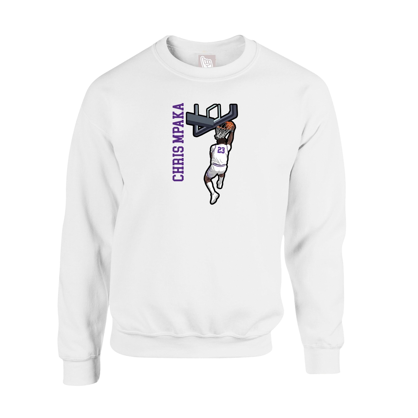 Fleece Crew — Name Vertical in White