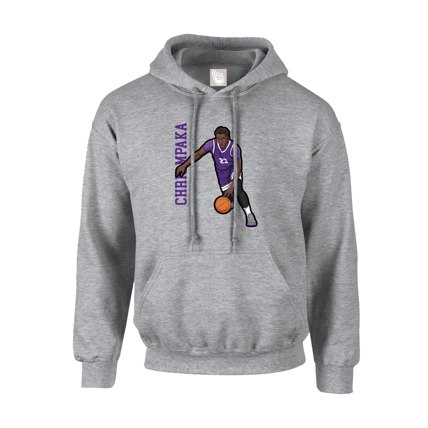 Hoodie — Name Vertical in Grey