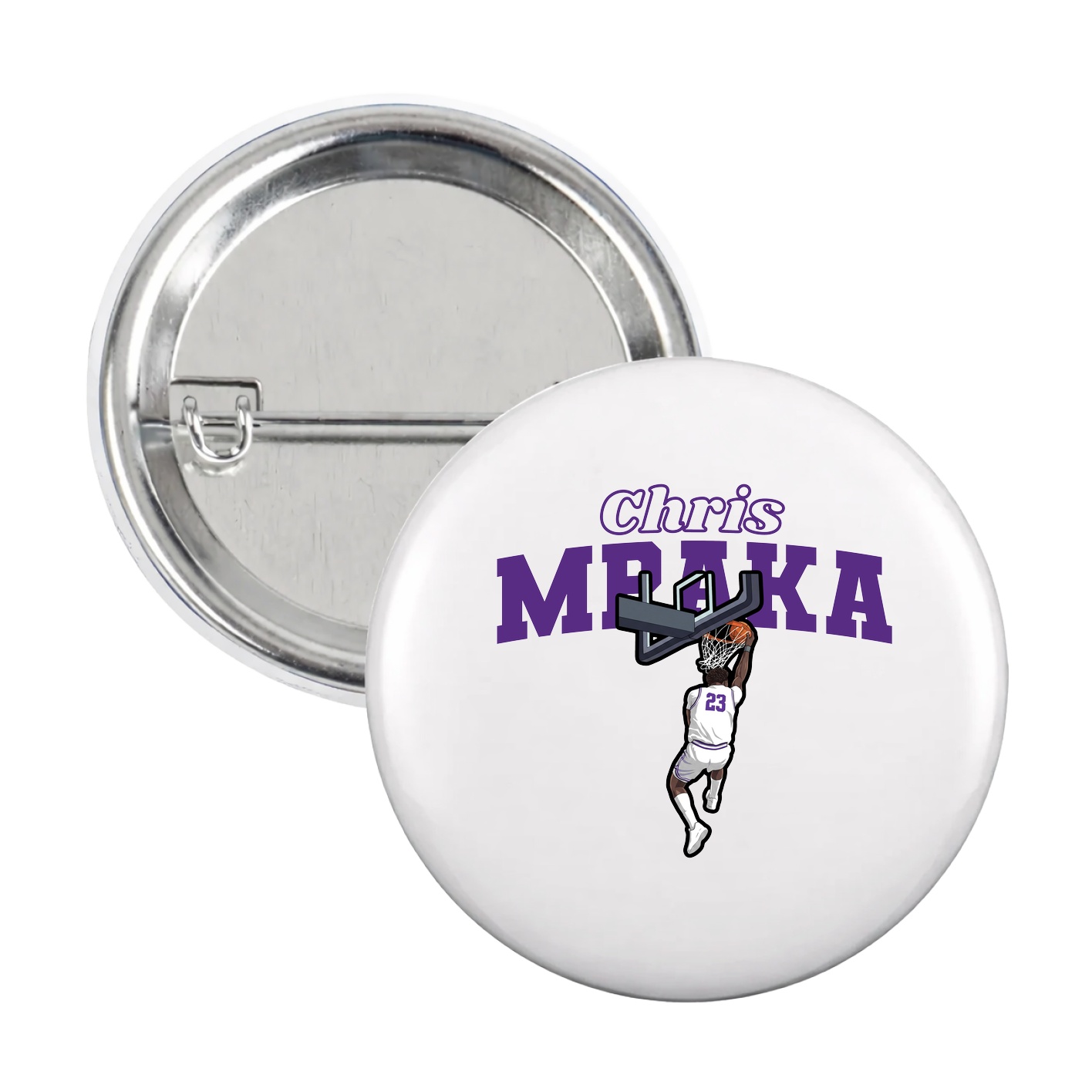 Game Day Button — Name Arch in White