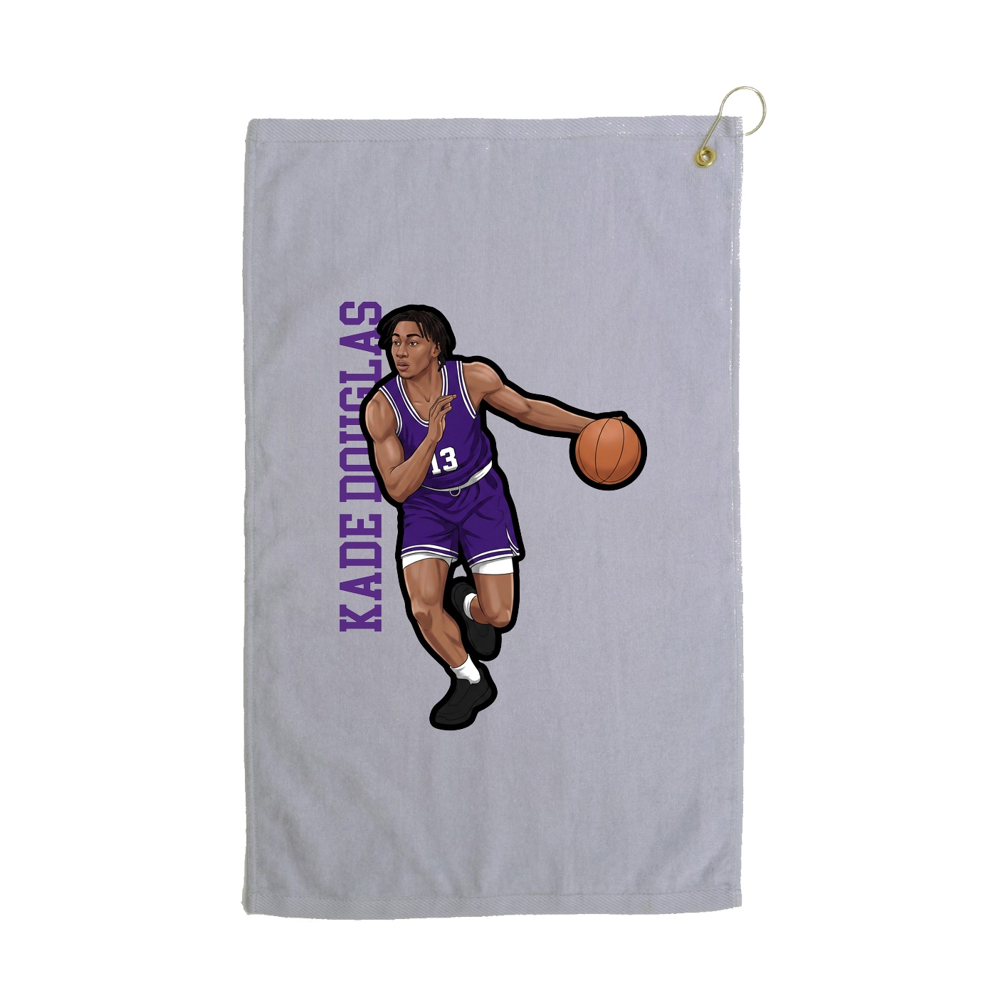 Golf Towel — Name Vertical in Grey