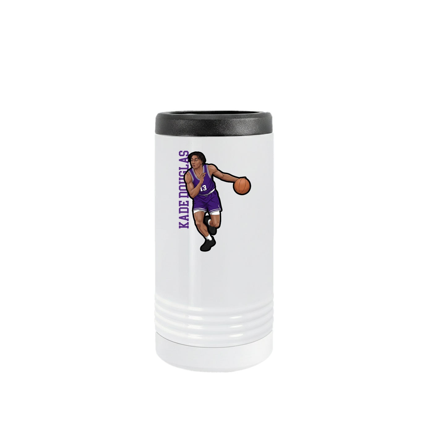 Slim Beverage Holder — Name Vertical in White