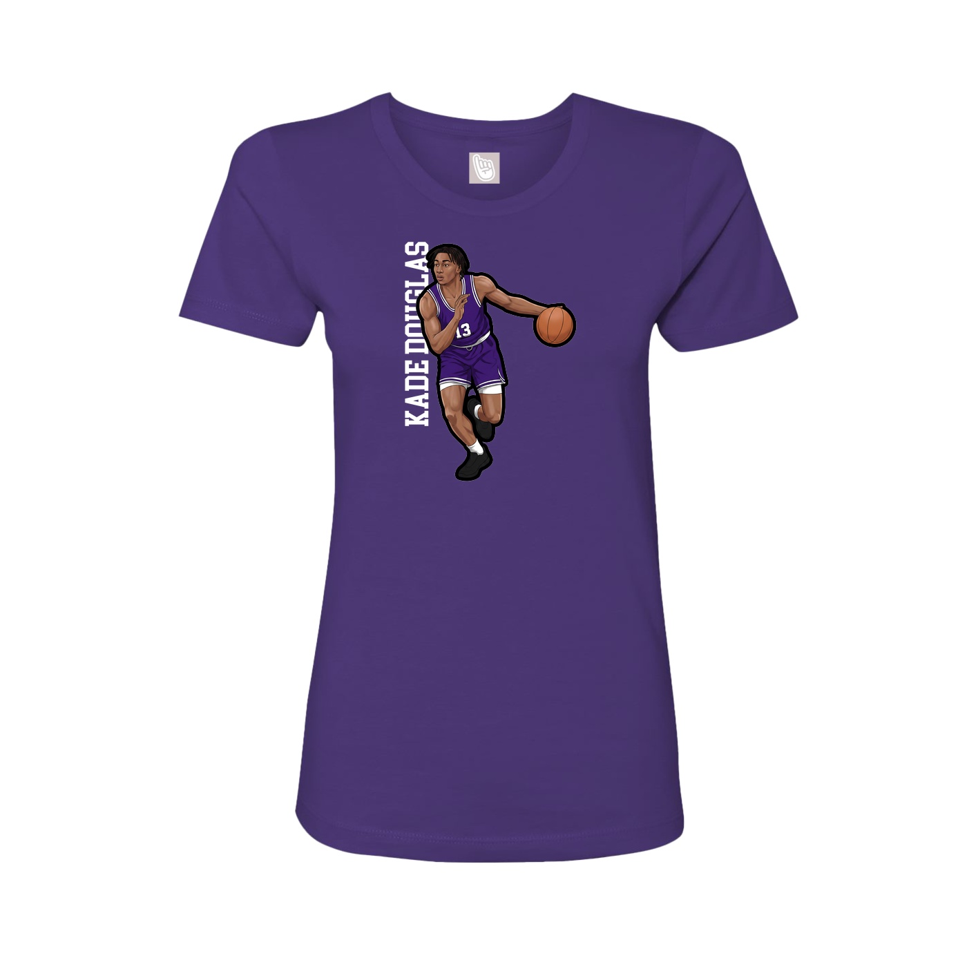 Fitted Women's Tee — Name Vertical in Purple
