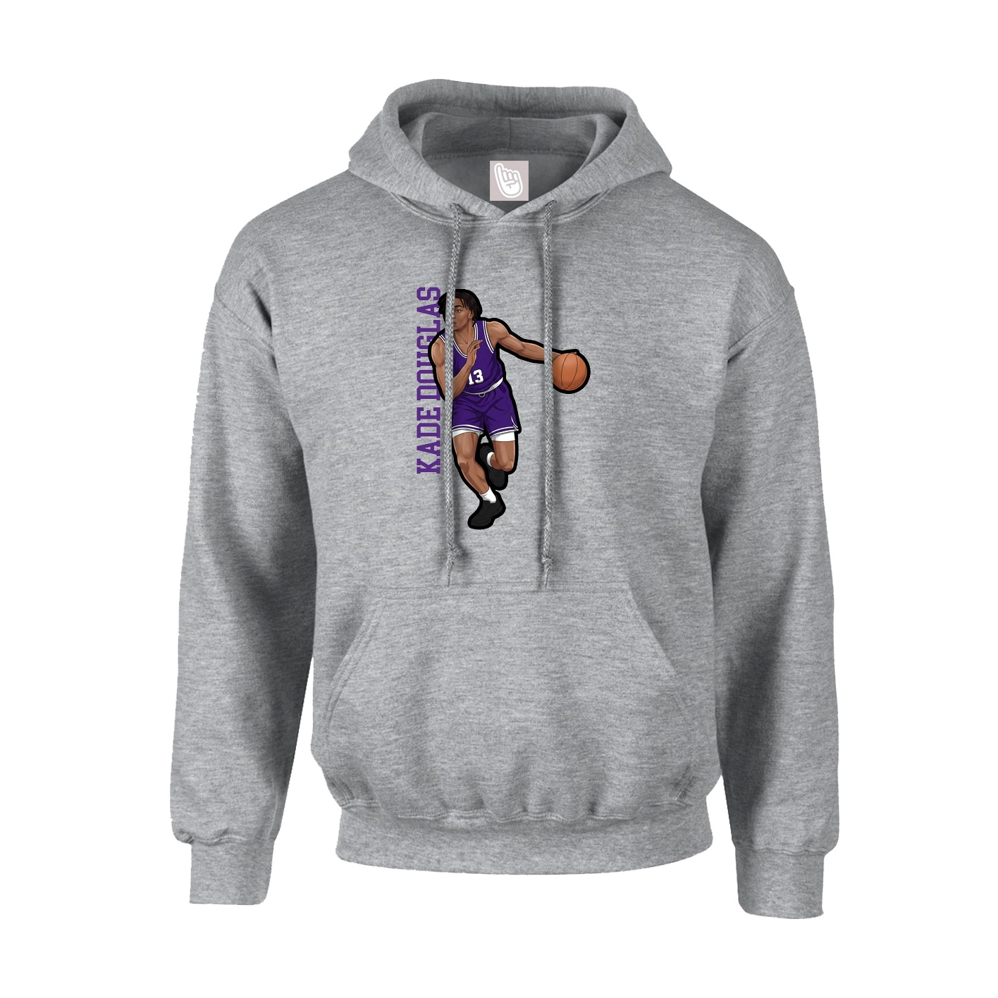 Youth Hoodie — Name Vertical in Grey